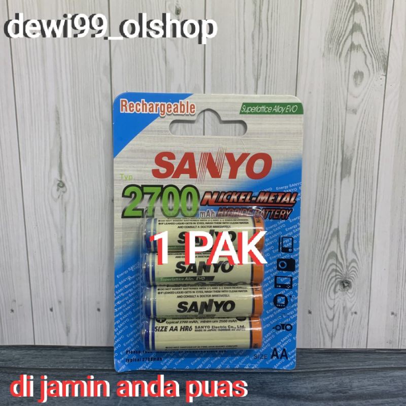 Baterai Charger Sanyo 2700Mah AA 1.2V isi 4 dan isi 2