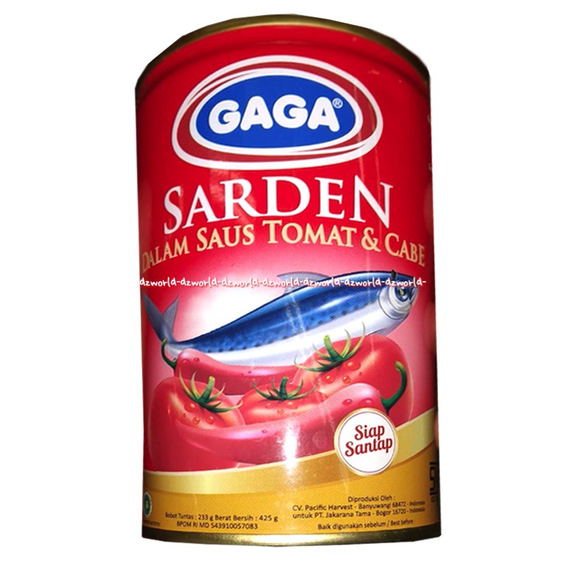 

Gaga Sardines 425 gr ikan sardines olahan dengan saus tomat dan saus cabe Gagga
