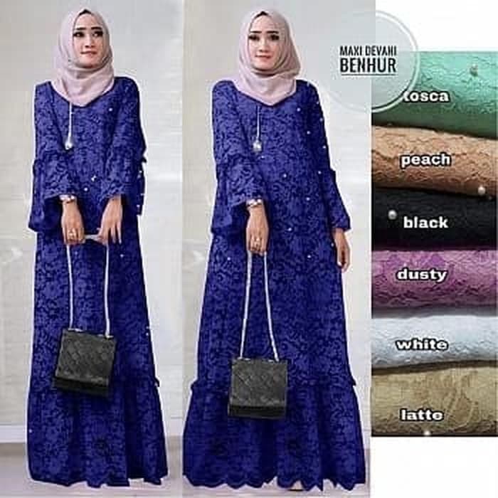 SALE AP 02 GAMIS PESTA BRUKAT BIRU ELEKTRIK BAJU GAMIS WANITA TERBARU DedeShop
