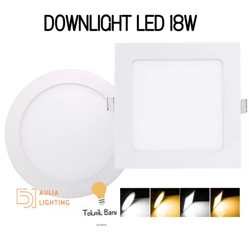 Lampu Downlight LED 18w 8 inch Kotak Bulat 18watt Panel 18 watt square Inbow Hias Plafon Panel Model Tanam Ceiling langit Kamar utama minimalis