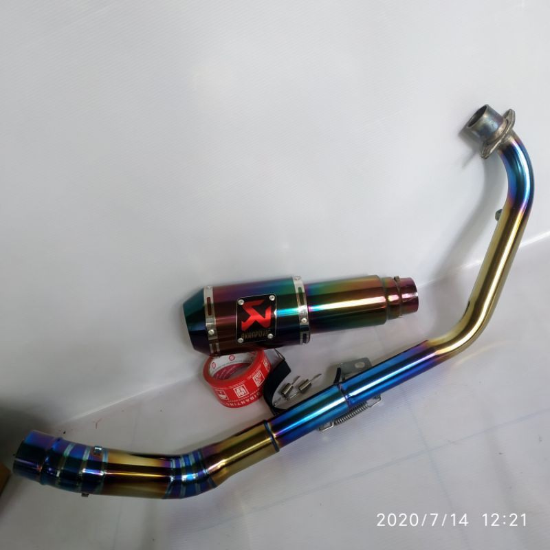 knalpot racing akrapovic pelangi leher twotone vixion sonic fu megapro tiger r15 cbnew cbr dll