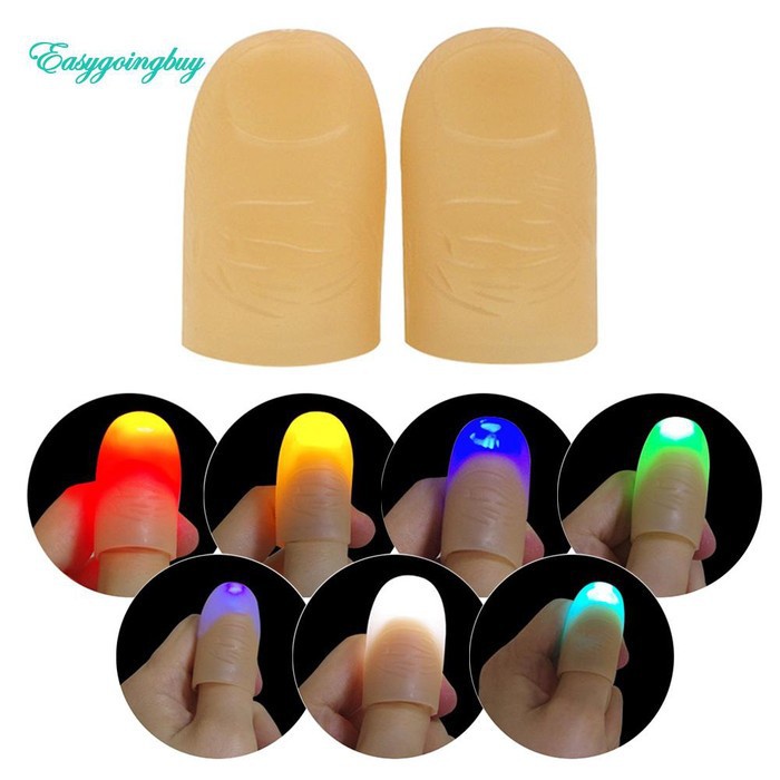 Properti Trik Sulap Mainan Jari Jempol Lampu LED Menyala  2pc