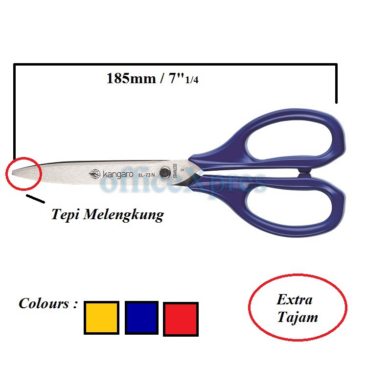 

Gunting Kertas Besar / Gunting Kertas 7 inch (18cm) / Scissors EL73N Kangaro