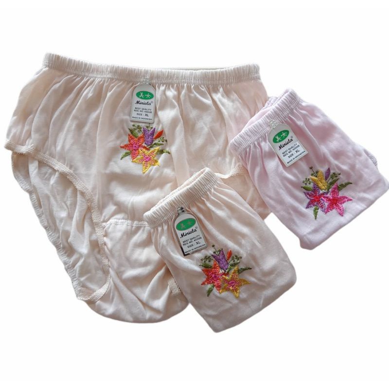 CELANA DALAM WANITA MINIOLA KATUN BORDIR/CELAN DALAM PEREMPUAN/CD CEWEK/CELANA DALAM LUSINAN/CELANA 