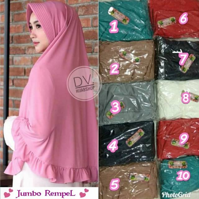 Khimar Syar'i Jumbo Rempel / Instan Pet Kecil Jumbo Rempel