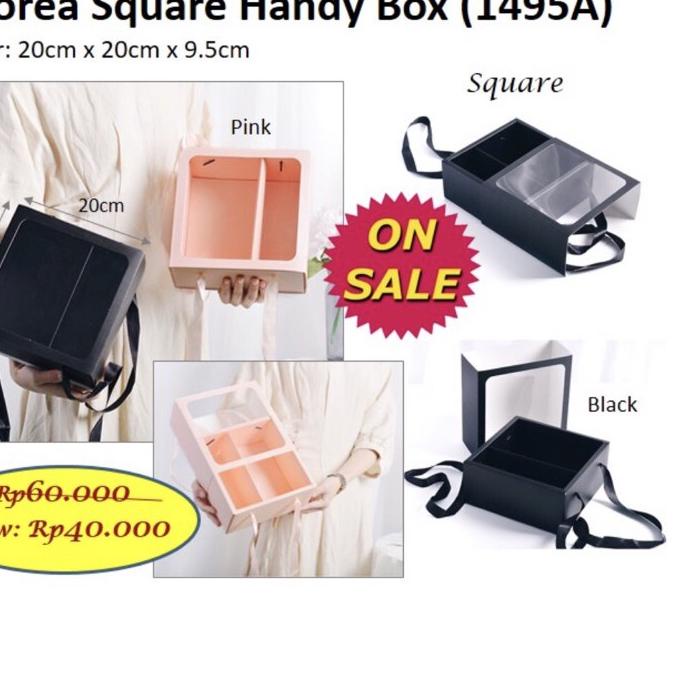 

♣ Korea square Handy Box (1495A) Flower Box - Soft Box - kotak bunga - barang florist ✤