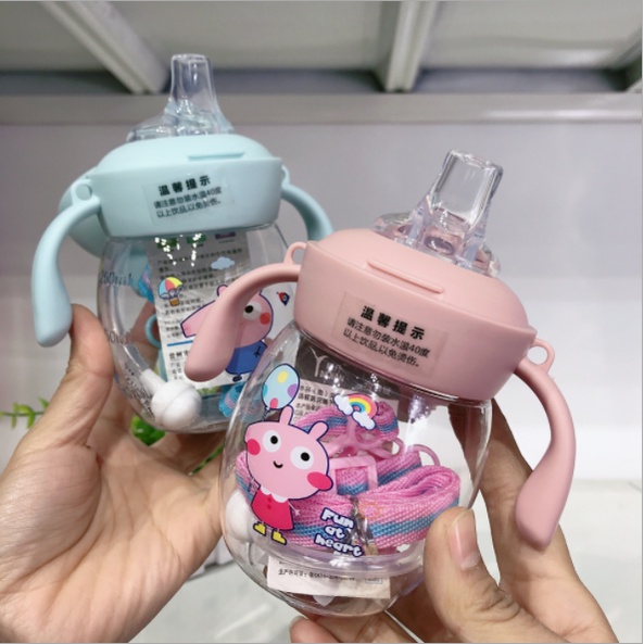 [SmallBell Shop]Karakter rabbit Bear Tutup Clip/Botol Jerami Anak/Botol Minum Anak/import/botol Kartun 280-450ML/