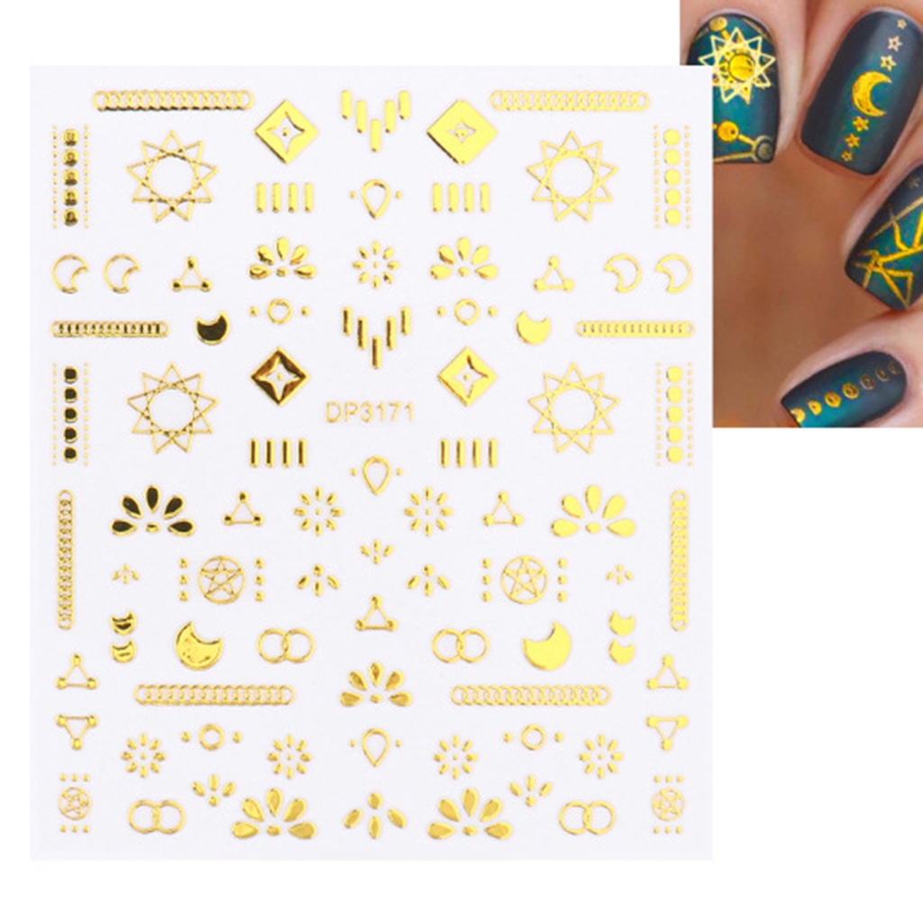 Providence 3pcs / Set Stiker Decal Motif Geometri Ultra Tipis Anti Pudar Untuk Dekorasi Nail Art / Manicure