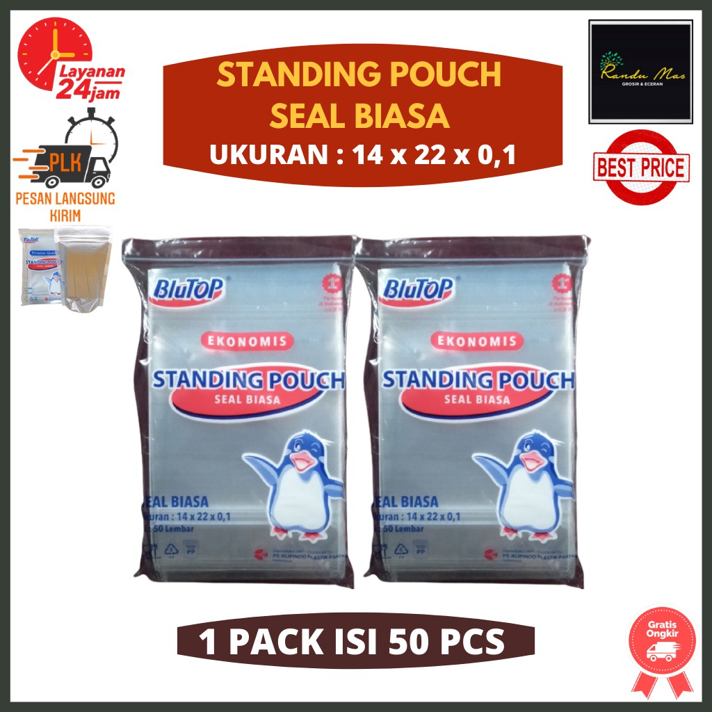 Plastik Standing Pouch 14x22 Isi 50 Pcs  |Plastik Klip Makanan |Plastik Snack Lebaran| Ziplock Pouch