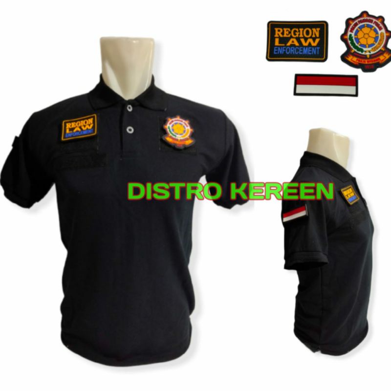 Kaos Kerah Satpol PP Pol PP Velcro Warna Hitam