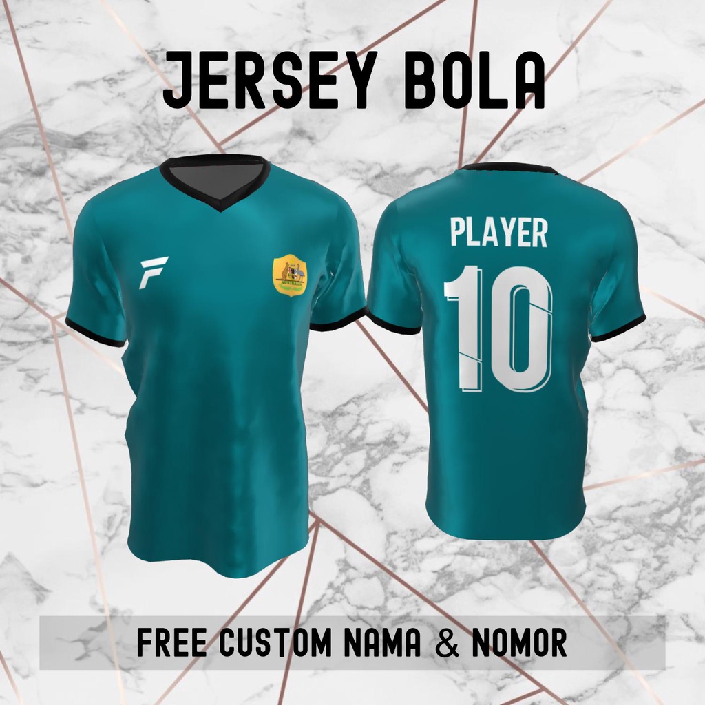 Jersey Australia Timnas Negara Bola Baju Kaos Custom Nama dan Nomor Punggung - 147