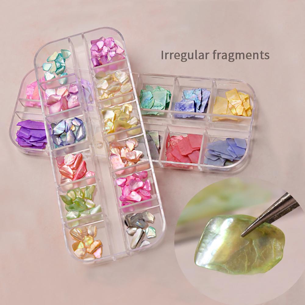 Mxbeauty Dekorasi Nail Art Alami Ukuran Campur Symphony Manicure Irregular Nail Shell Flakes