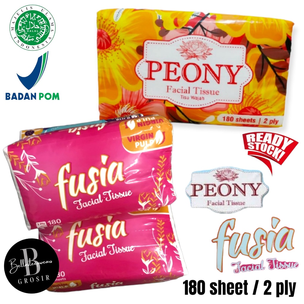 BELLA - TISSUE FUSIA PEONY TISU CLEAN PLUS 180 SHEET 2PLY FACIAL WAJAH