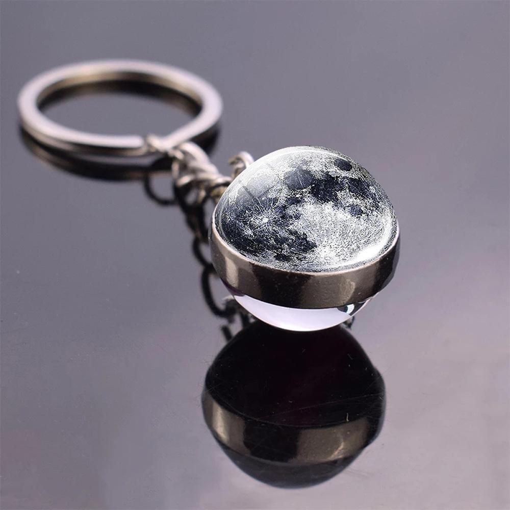 Needway   Planet Keyring Earth Hadiah Ulang Tahun Double Side Galaxy Moon Nebula Luminous