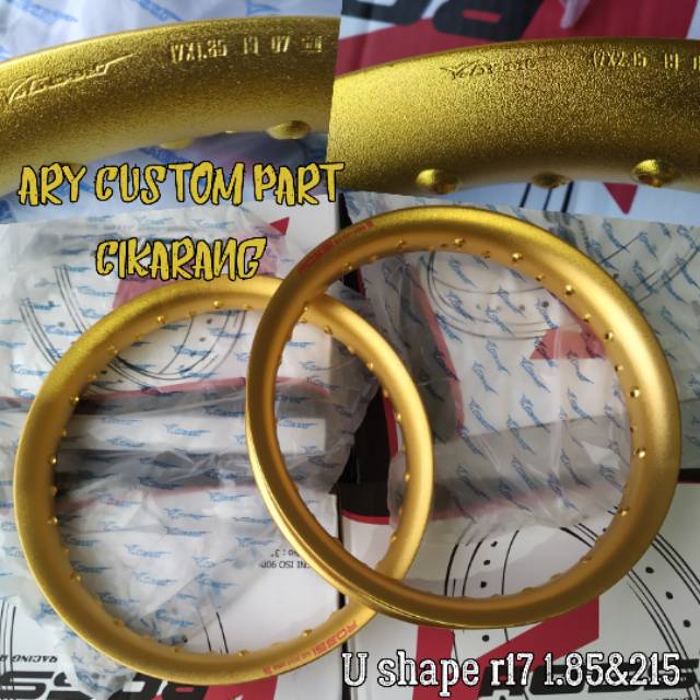 velg Rossi ushape u shape 185 dan 215 ring 17 kuning gold sepasang