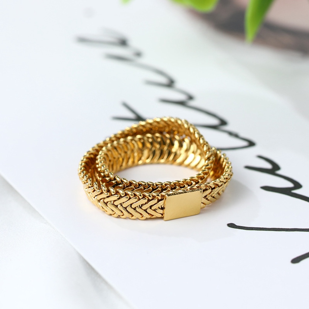 Hu Hu Hu Hu Hu Alat Bantu Pasang Kacamata♡ Cincin Rantai Ular Dua Lapis Bahan Tembaga Untuk Wanita