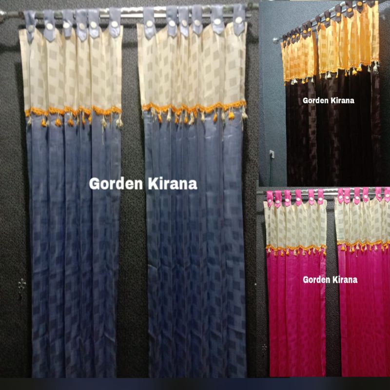 Gorden Jendela Piintu Model Manohara Kotak/Ungu/Pink /CokLat
