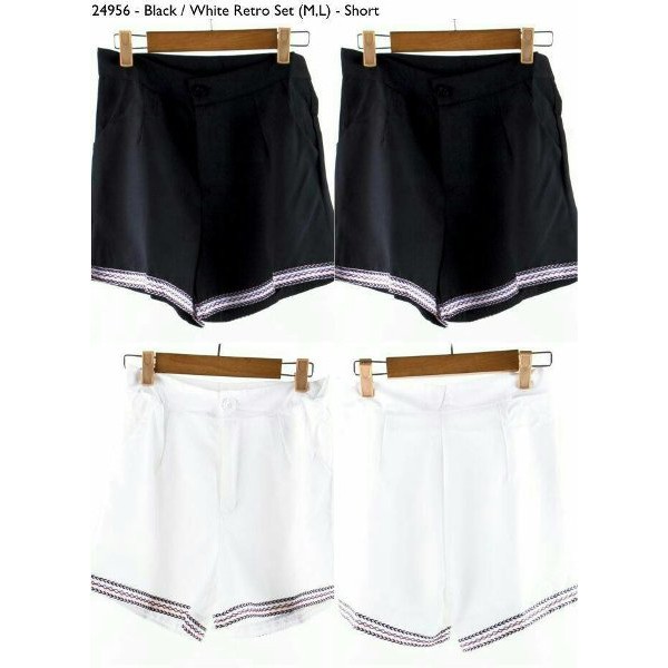 UNIX Promo Baju Setelan Set AtasanHotpants PutihHitam HempCina Korea Murah