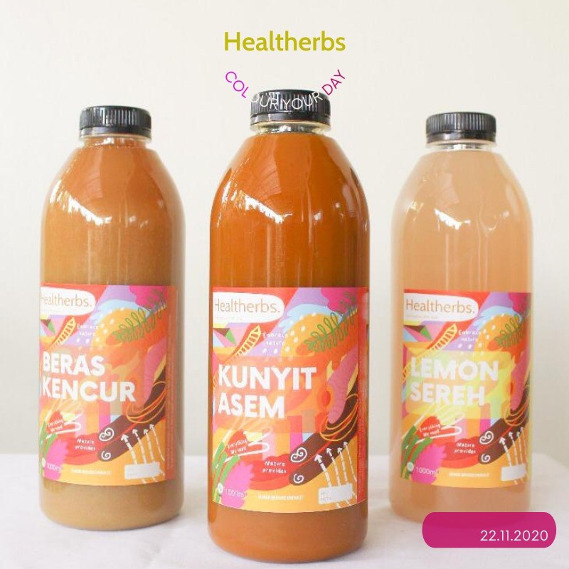 

Jamu Kunyit Asem, Beras Kencur, Lemon Sereh Healtherbs 1L Edition Special COLOUR YOUR DAY