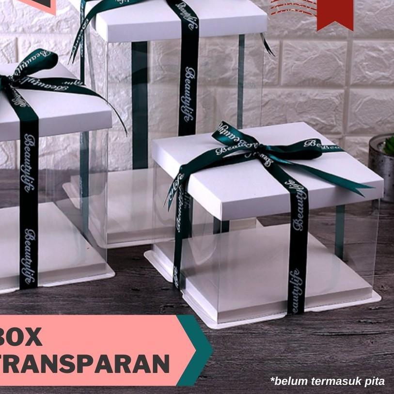 

❄ Cake Box Mika Dus Kue Kotak Kue Transparant 30x30cm PET ✶