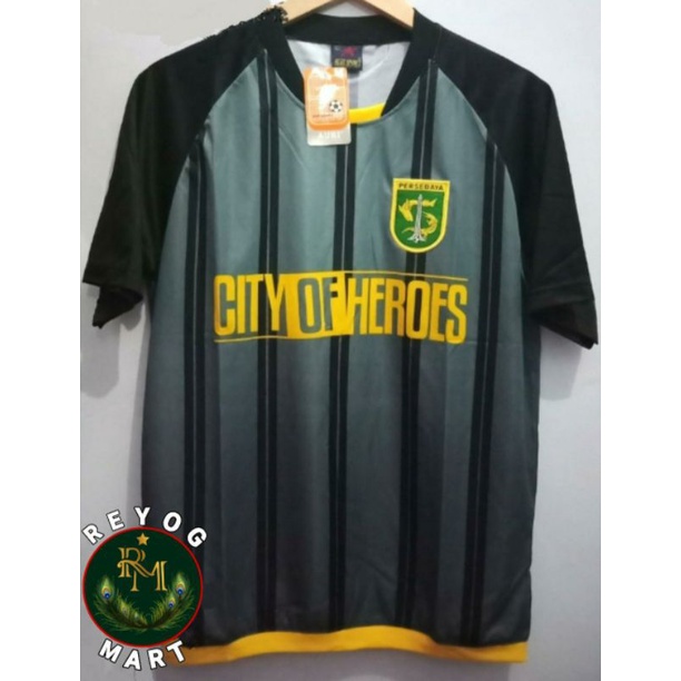 JERSEY PERSEBAYA PRE SEASON 2019 HITAM GK KIPER CITY OF HEROES PRINTING LOKAL