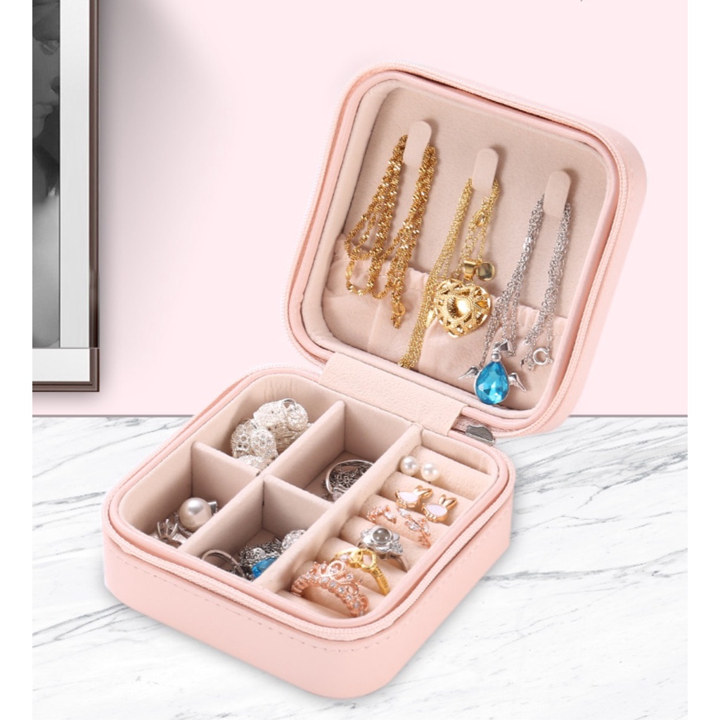 Kotak Perhiasan MINI 011 Portabel Tempat Penyimpanan Kalung Cincin Aksesoris Travel Jewelry Organizer  Box Korea Fashion