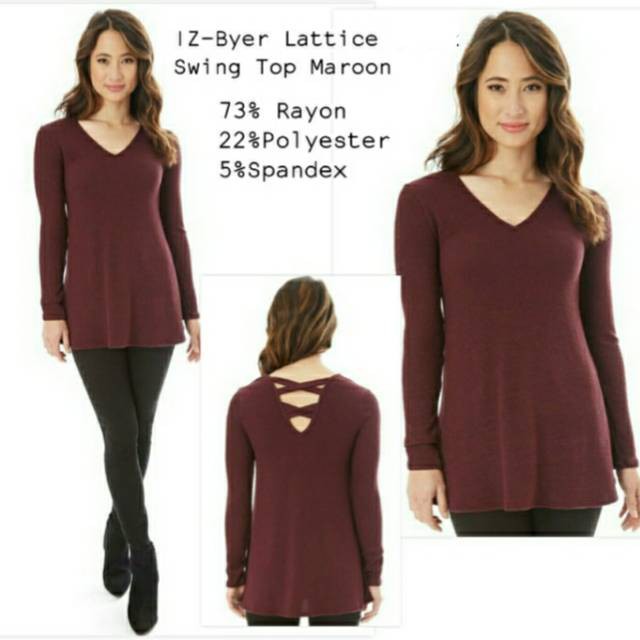 atasan Baju Branded IZ Byer Lattice Back Swing Blouse Maroon