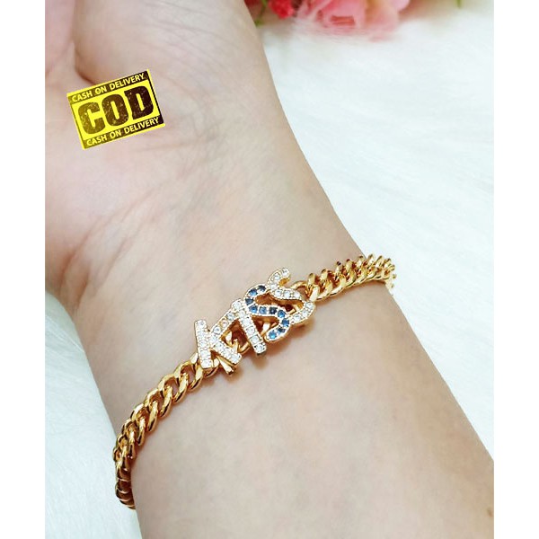 Gelang Tangan Xuping Gold Wanita Dewasa Motif Rantai Permata KISS Lapis Emas