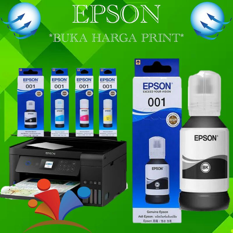 Epson 001 Black Color Ink Original Printer L4150, L4160, L6160, L6170, L6190