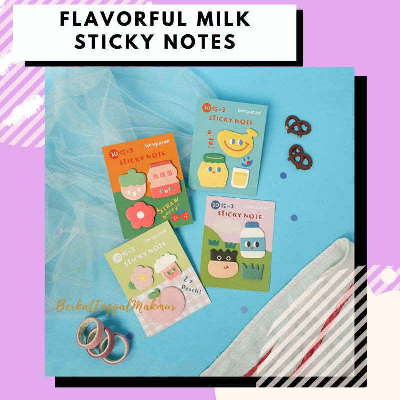 

Sticky Notes Set Flavorful Milk Kertas Memo Tempel Lucu