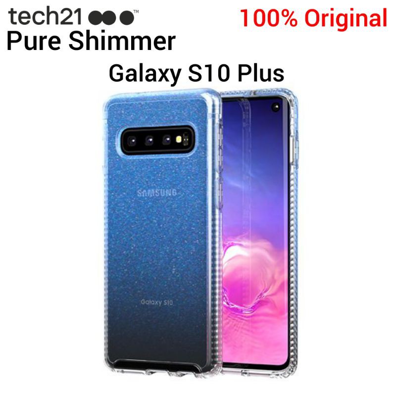 Casing Samsung Galaxy S10 Plus Original Tech21 Pure Shimmer Case Silikon Glitter