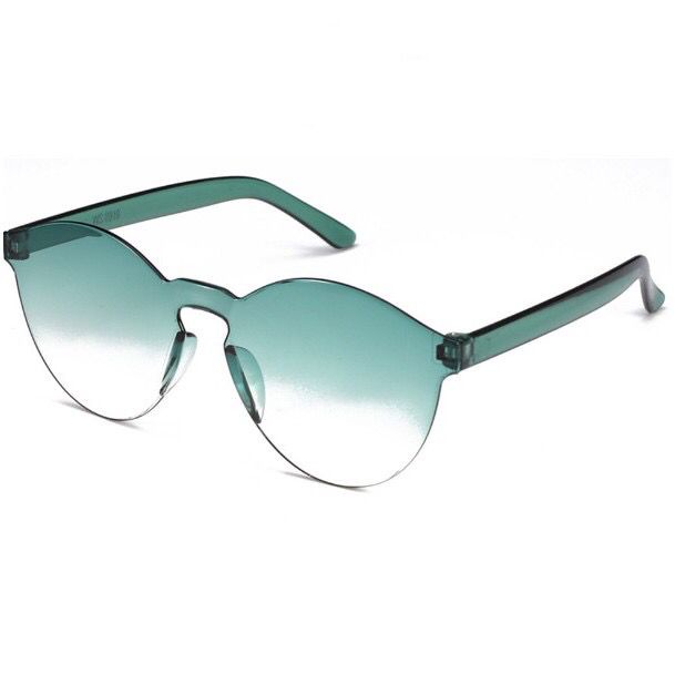✨Bayar di Tempat✨Kacamata Pria/Wanita-Jelly-Permen-Warna-Fashion-Tanpa Frame-Sunglasses-Murah-#19 Hijau Bening
