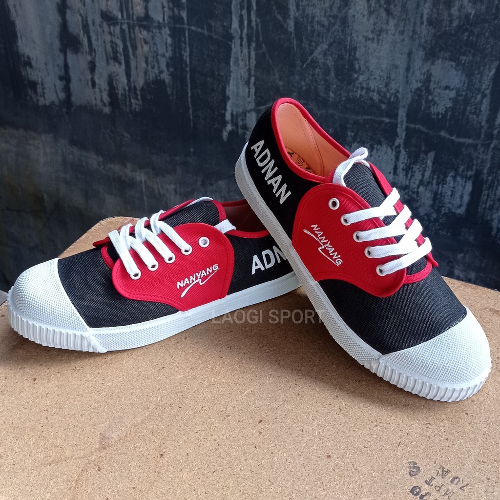 Sepatu nanyang takraw merah hitam list merah