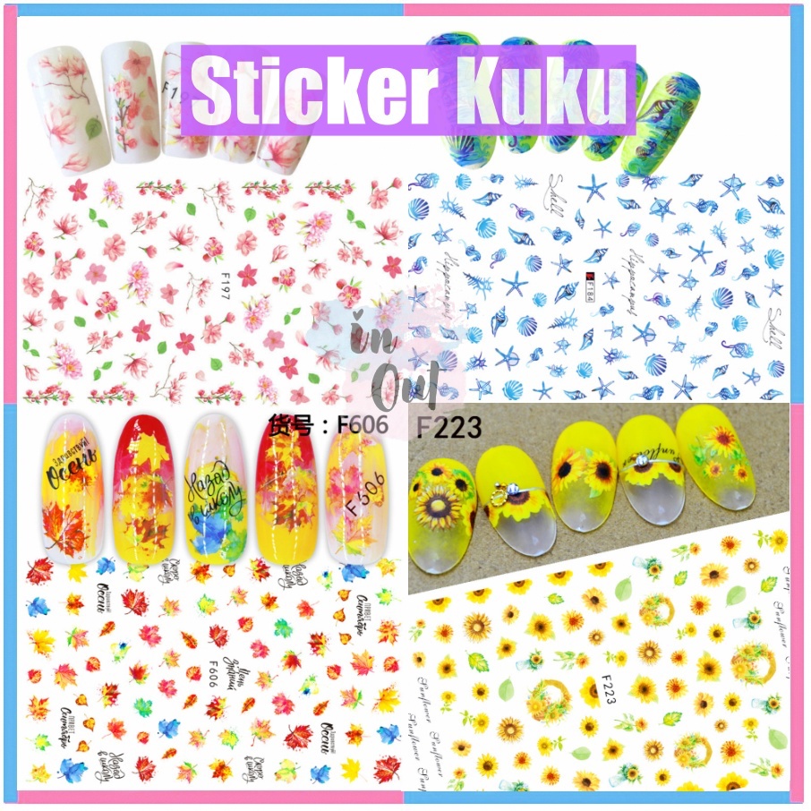 Sticker Kuku Nail Art Bunga Mawar Lavender Series / Manicure Pedicure Nail Art Sticker / Nail Art Stiker KU032