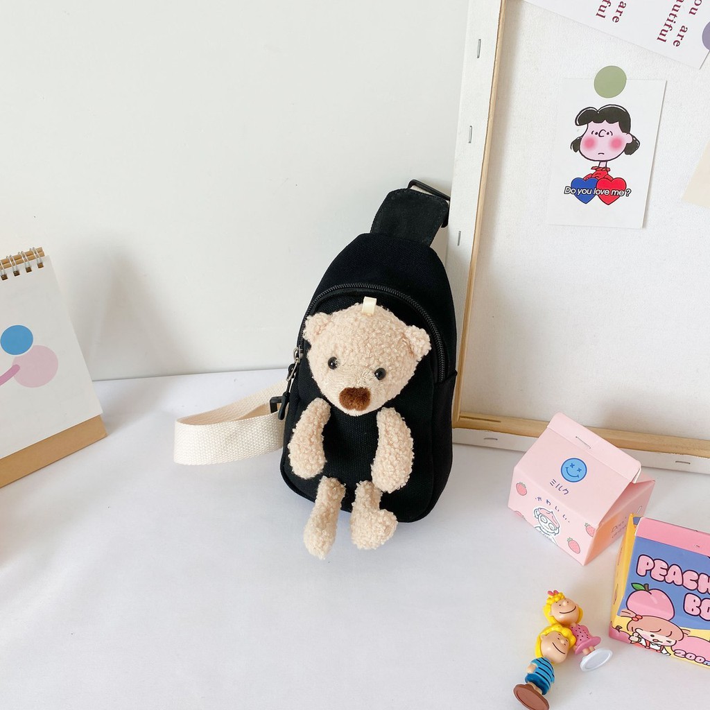 LittleAaron TAS BEAR TIMBUL SLINGBAG tas import resleting slempang anak laki perempuan