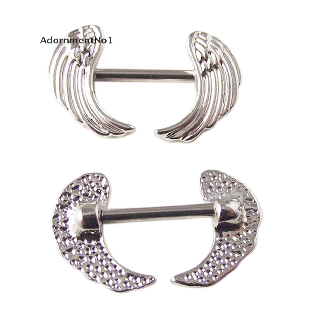 (AdornmentNo1) 1 / 2pcs Anting Tindik Puting Bentuk Sayap Bahan Surgical Steel Untuk Wanita