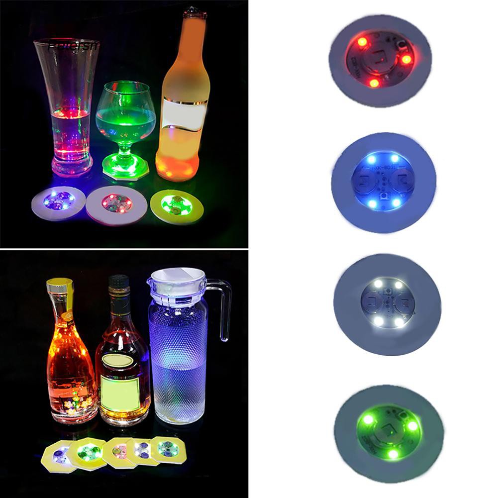 Pst_Fashion Luminous Bottle LED Light Cup Sticker Mat Bar Club Party Coaster Decor