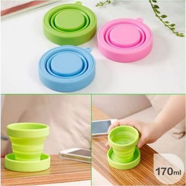 Gelas Lipat Silicone Portable Cangkir Travel Silicone Folding Cup