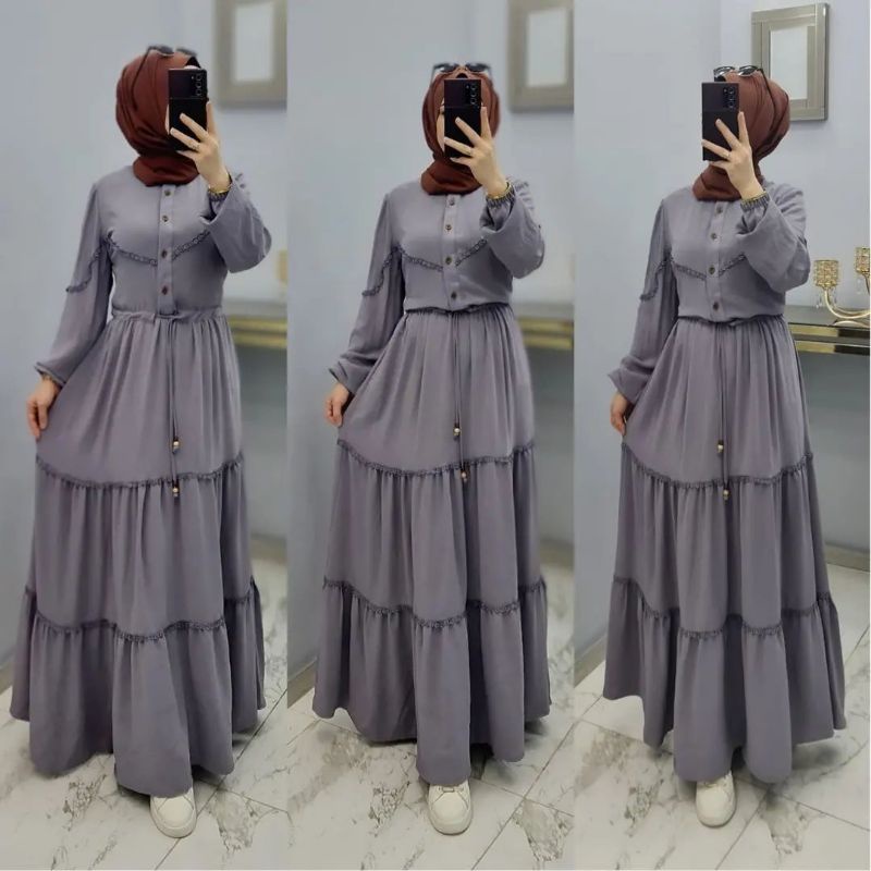 DRESS CERUTY BABYDOLL FULL FURRING/NATALIA DRESS/GAMIS CERUTY PREMIUM TERBARU 2022/FASHION MUSLIM WANITA KEKINIAN/FAR MOSLEMSTORE