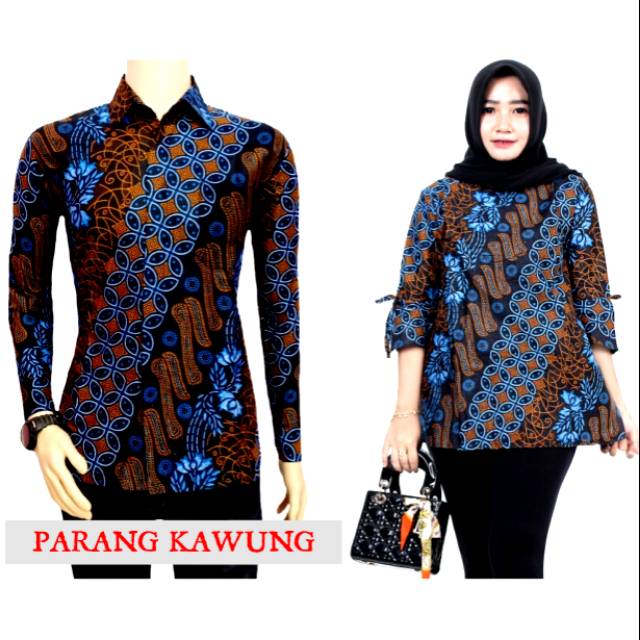 Couple Batik Kemeja &amp; Blouse Motif Seno Kawung