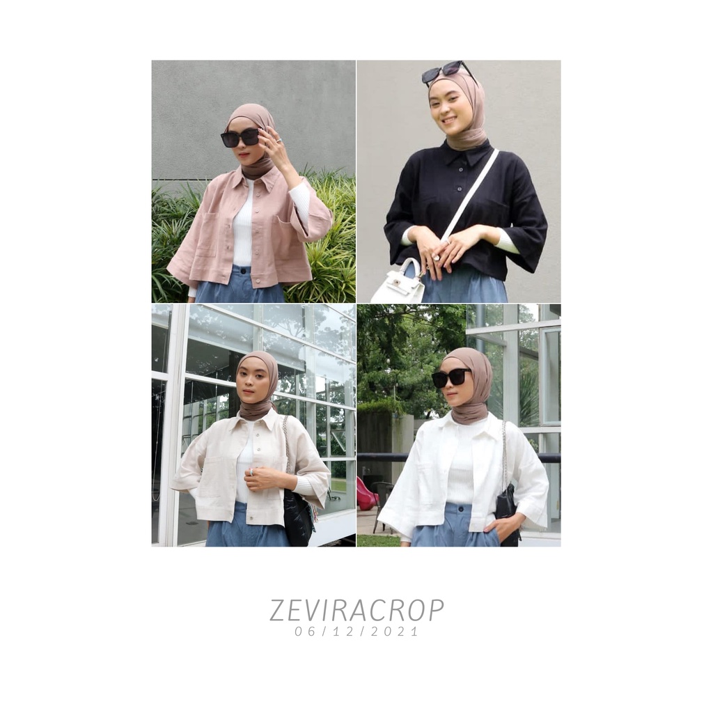 Zevira Crop / Atasan Kemeja Remaja Dewasa Wanita Terbaru / Baju Kemeja Blouse Crop / Atasan Outwear 