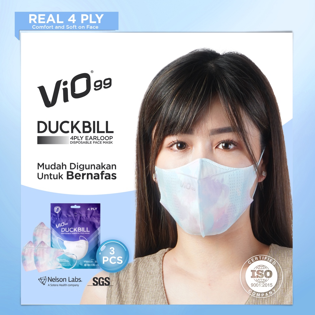 Vio - Duckbill '3S Mask 4Ply Earloop Cloud masker medis Tie dye bfe, vfe, pfe