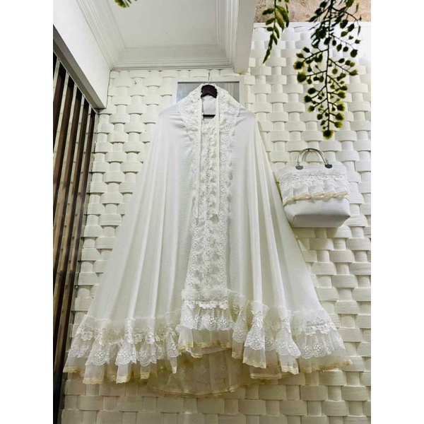 MUKENA RENDA PRADA MEWAH DEWASA PREMIUM