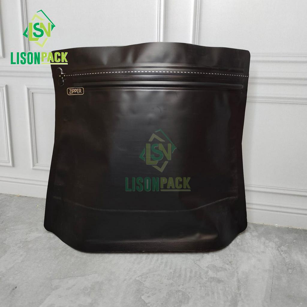 Standing Pouch Trapesium Zipper | Hitam 250gr Diamond | Kemasan Kopi