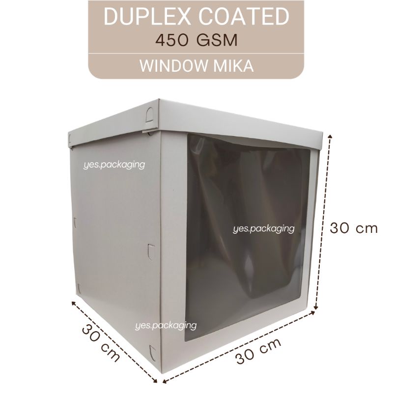 [30x30x30cm] DUPLEX MIKA Box Dus Kotak Kemasan Cake Kue Pudding Roti Tart Hias Tinggi