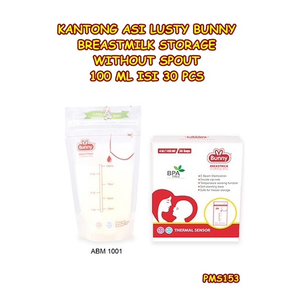 PMS153 KANTONG ASI LUSTY BUNNY WITHOUT SPOUT 100 ML ISI 30 PCS ABM1001