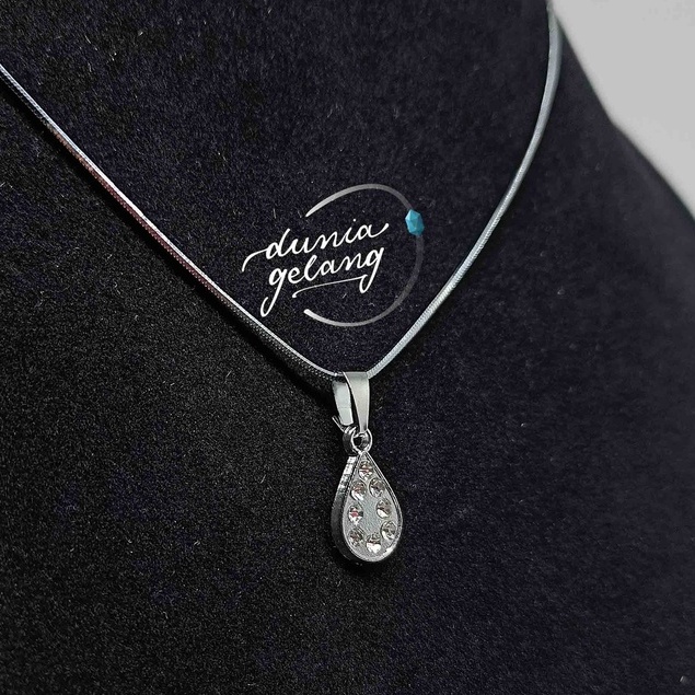 KALUNG TITANIUM MINI OVAL MATA / KALUNG SILVER / KALUNG PRIA WANITA ANAK / DUNIA_GELANG