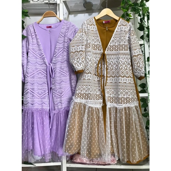 Youngmoodis Malika dress brokat lilac gamis anak size 6-12 tahun