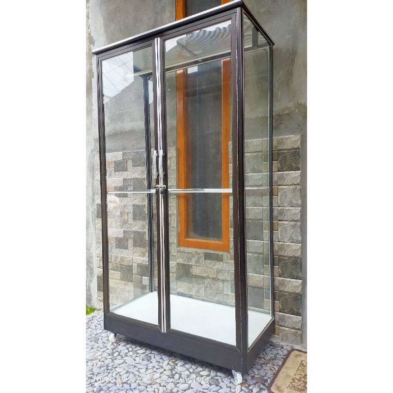 lemari gamis 2 pintu / almari full kaca alumunium untuk lemari gamis dan baju