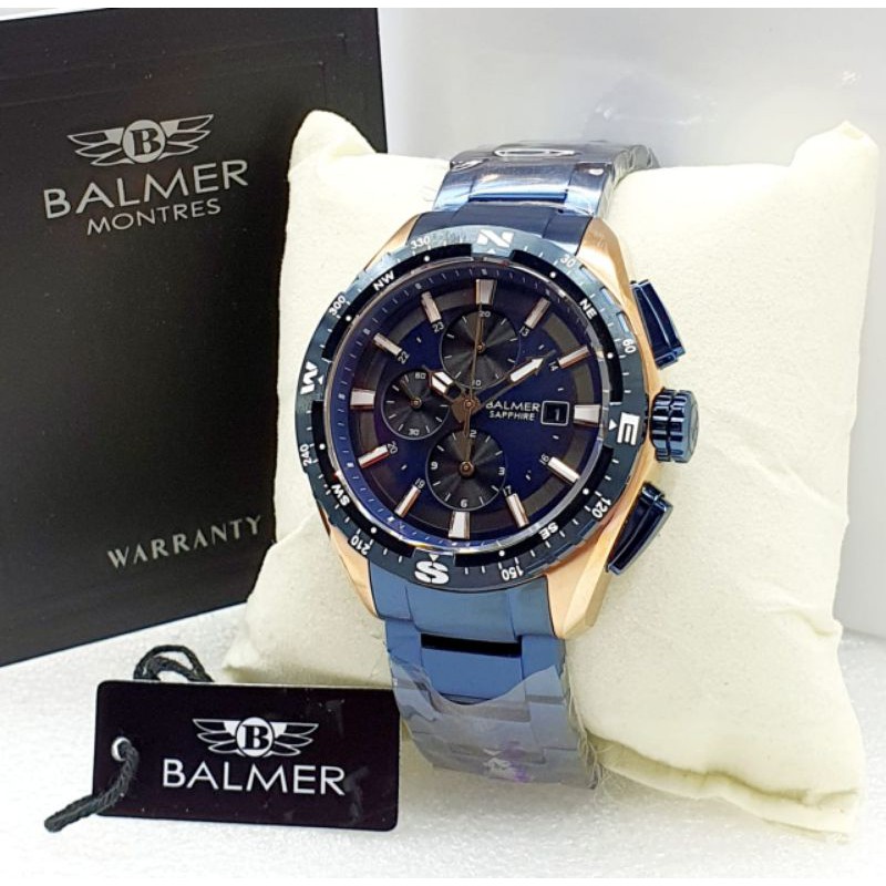 JAM TANGAN BALMER 8118 ORIGINAL SAPPHIRE BIRU GOLD TERBAGUS